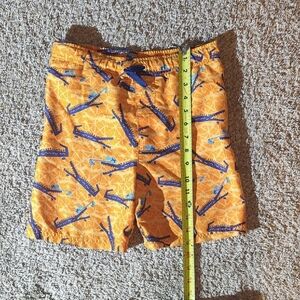 Orange Alligator Print Shorts